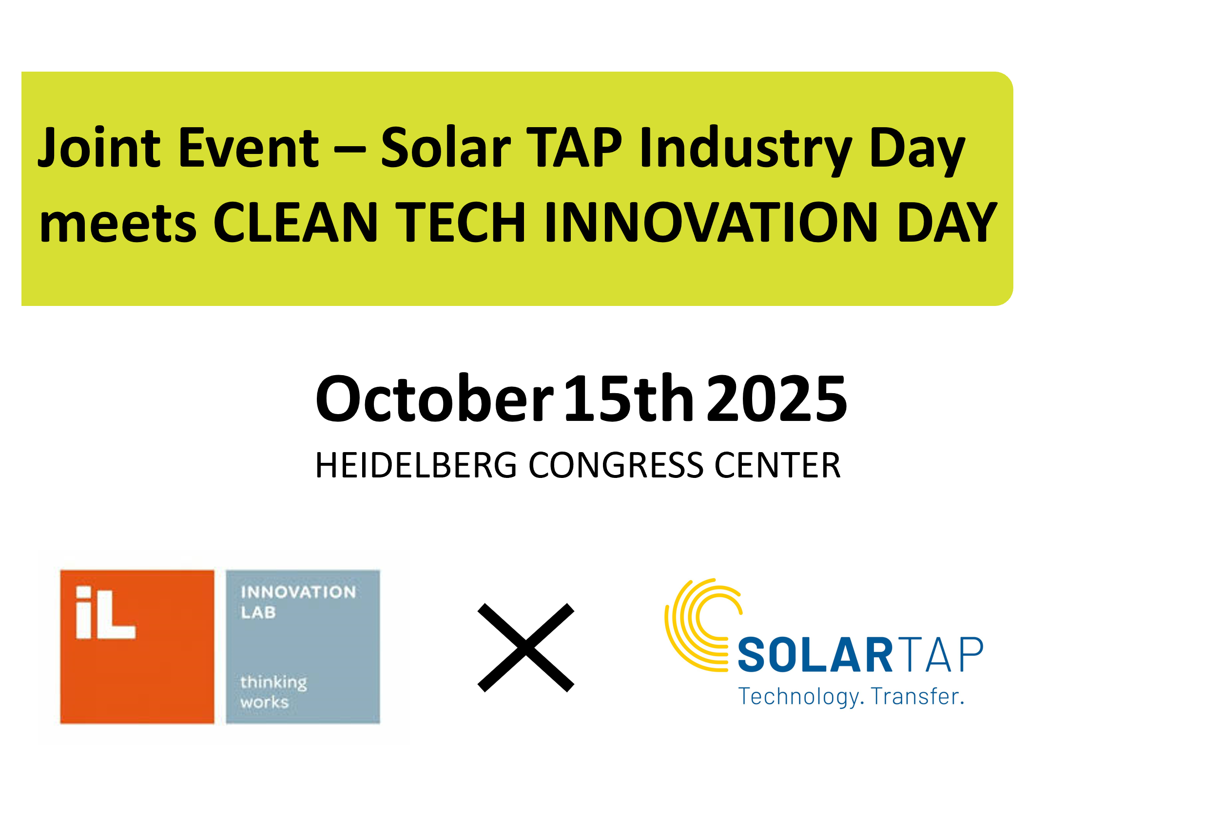 Joint Event – Solar TAP Industry Day meets CLEAN TECH INNOVATION DAY